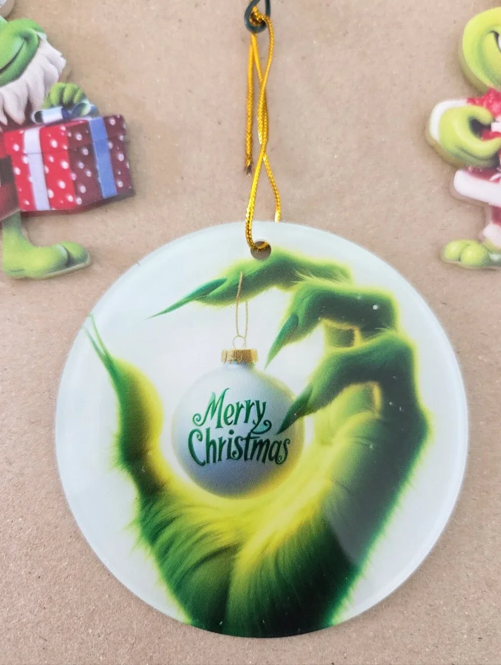 Holiday Grinch-Inspired Green Christmas Ornament Set, EUC